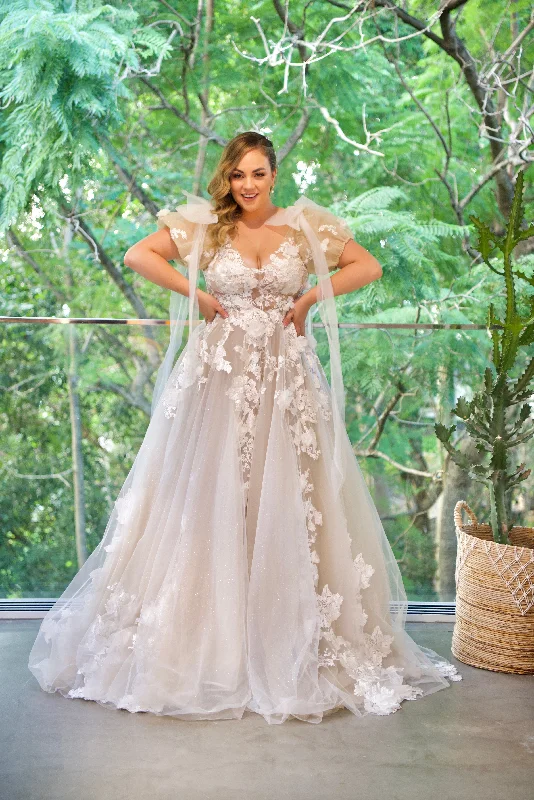 Act Now Illiana Gown with Detachable Bows