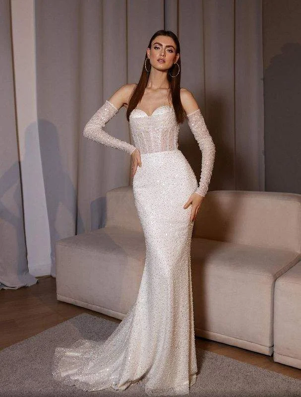 TIME-Limited Offer Bald White Wedding Dress