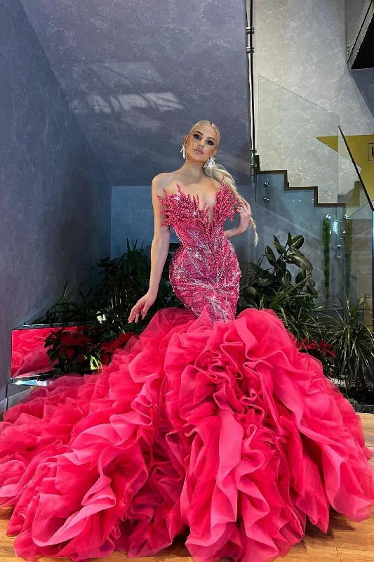 Can't Be Beat Luxury Pink Mermain Evening Dress
