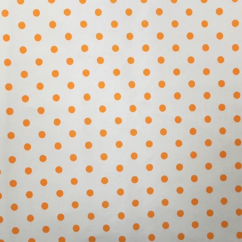 Members Only Orange Polka Dots on White Background Printed Cotton Blended Broadcloth