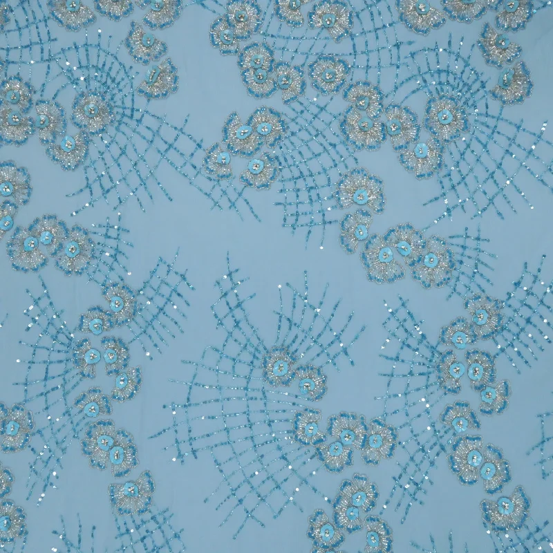 Stock Up and Save Celeste Sequined and Beaded Embroidered Tulle Fabric