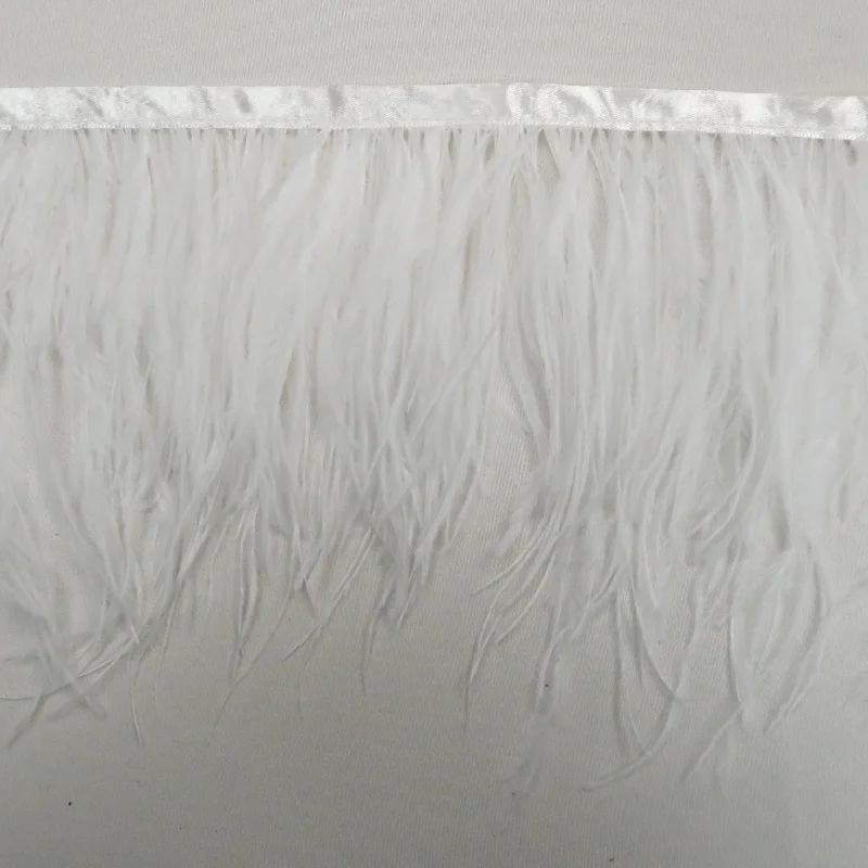Midnight Madness White Ostrich Feather Trim 2 PLY