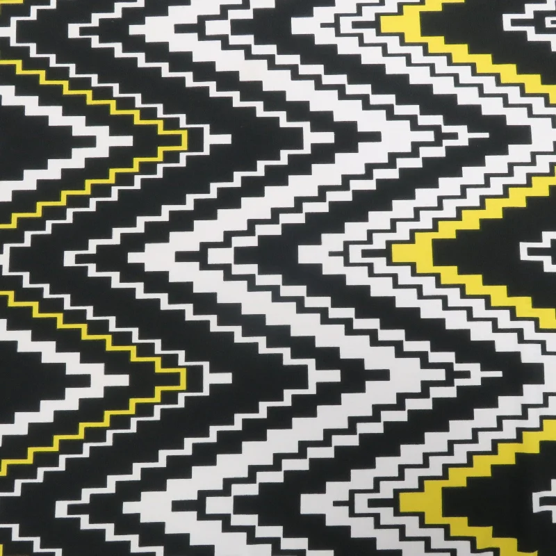 Can't Miss Black, White and Yellow Chevron Printed Jersey Stretch Fabric