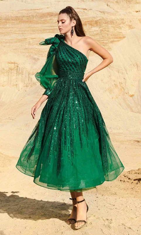 Mega Sale MNM COUTURE 2745 - Bow Accent One Shoulder Prom Dress