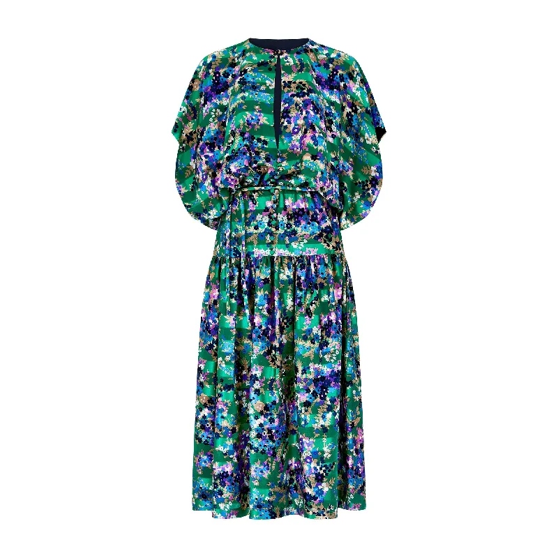 Get It Before It’s Gone 1970s Tita Rossi Alta Moda Green Floral Silk Maxi Dress