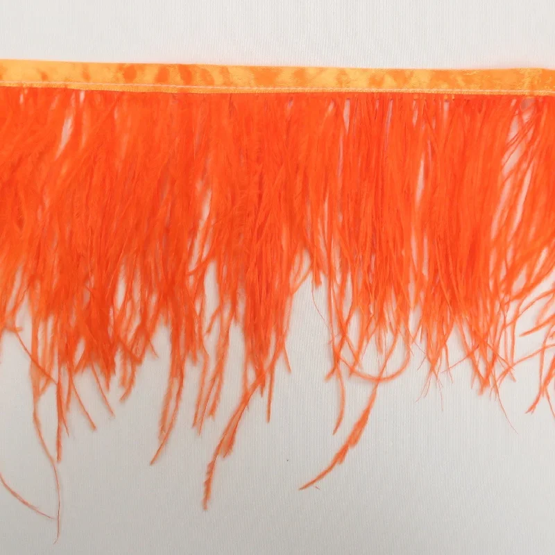 Special Price Orange Ostrich Feather Trim 2 PLY
