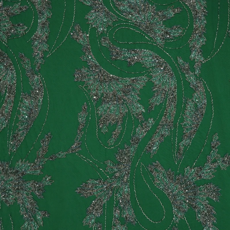 Customer Appreciation Sale Emerald Green Sequined Embroidered Tulle Fabric