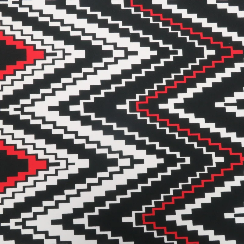 Don't Wait Black, White and Red Chevron Printed Jersey Stretch Fabric