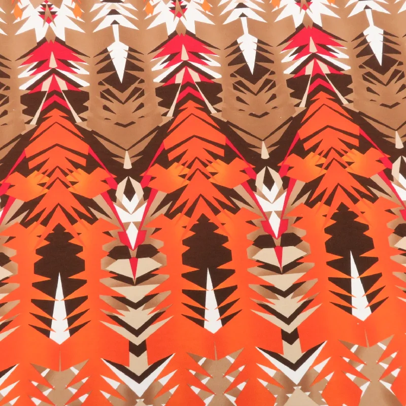 Overstock Sale Orange and Brown Tribal Printed Jersey Stretch Fabric