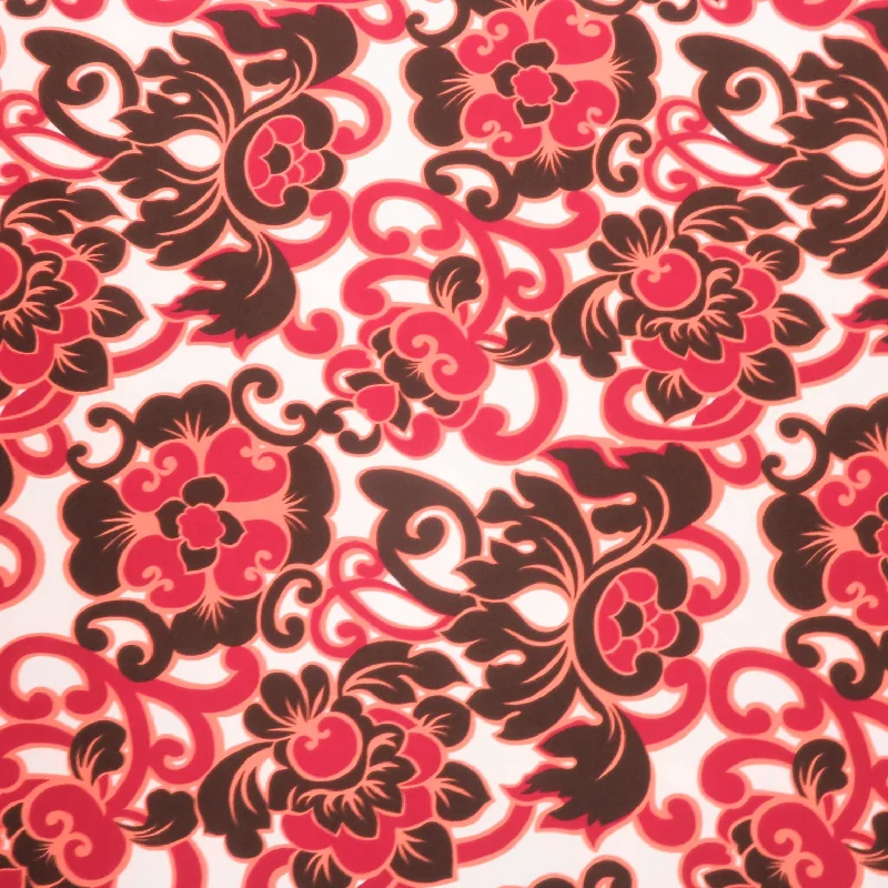 Overstock Red and Brown Demask Printed Jersey Stretch Fabric