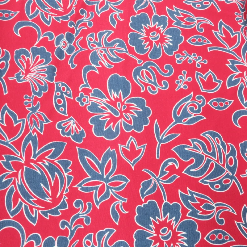 New Deals Blue Flowers on a Red Background Printed Jersey Stretch Fabric