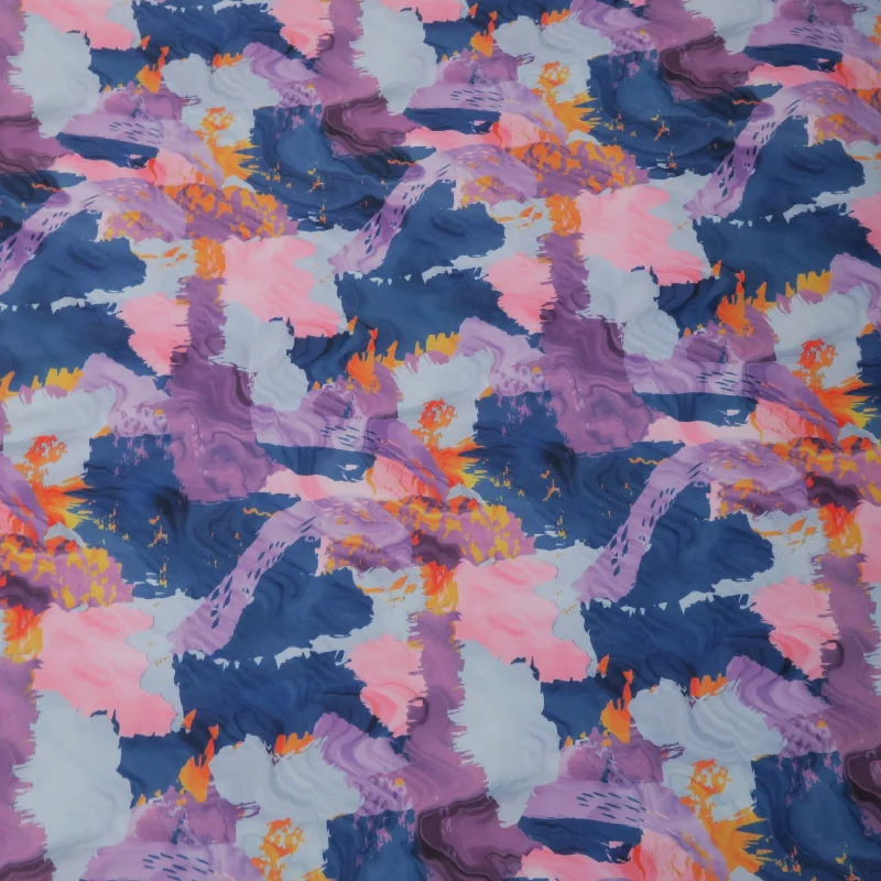 Huge Discounts Blue, Purple, Pink Abstract Spandex Stretch Fabric