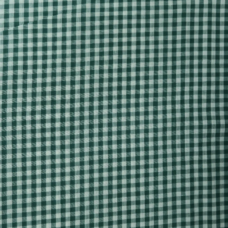 Bargain Prices Hunter Green and White Gingham Cotton Blended Broadcloth