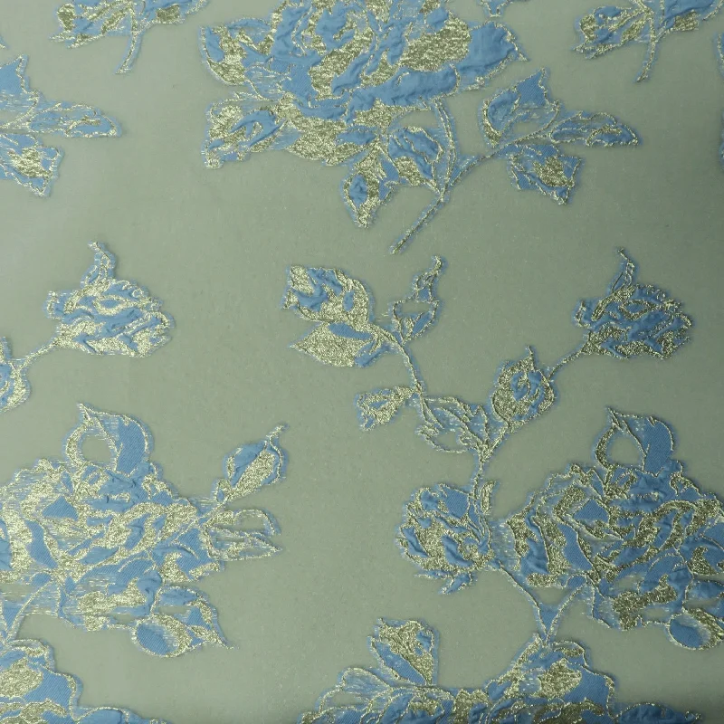 Mega Sale Blue and Gold Abstract Textured Brocade Fabric