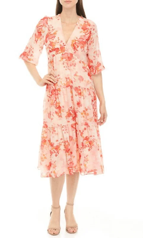 Deal of the Day Maison Tara 58514MA - Floral A-line Flowy Dress