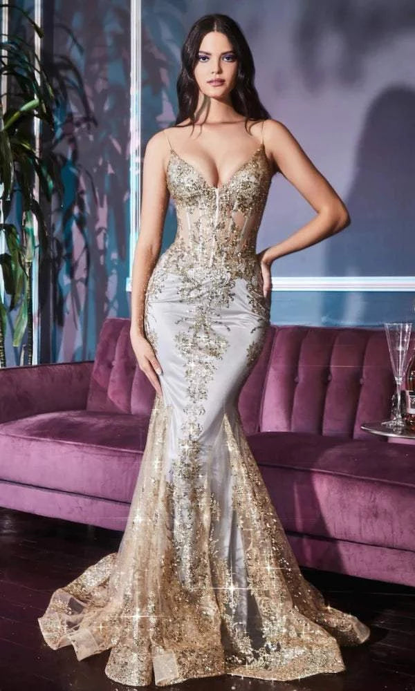 Value Deals Elegant Golden Evening Dress