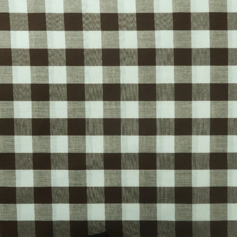 Deal Dash Brown and White Gingham Cotton Blended Broadcloth
