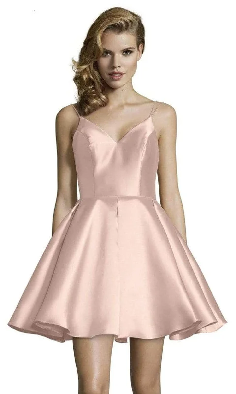 The Best Prices Alyce Paris - 3764 Sleeveless V Neck Double Strapped Fit and Flare Cocktail Dress - 2 pcs French Pink in sizes 4 and 14 Available