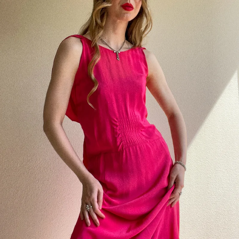 Huge Savings Reworked 1930s Hot Pink Silk Gown (XS/S)