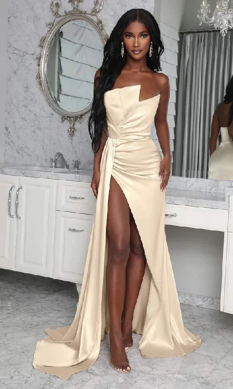 Overstock Slim Crème Evening Dress