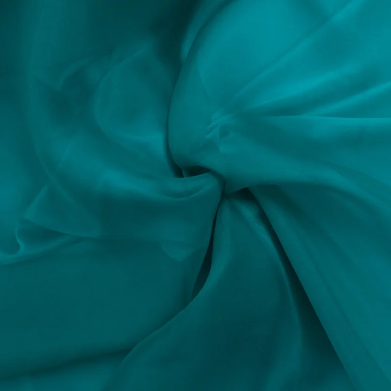 Discount Extravaganza Solid Turquoise Silk  Organza Fabric 54" 8mm