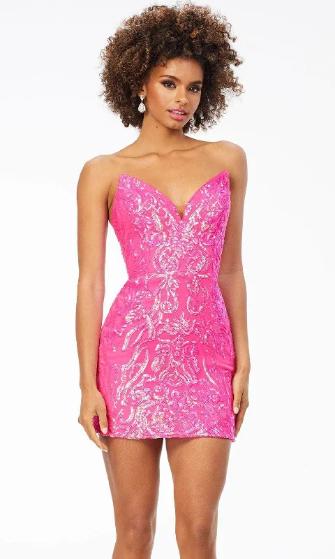 New Markdowns Ashley Lauren - Sequin Motif Cocktail Dress 4519