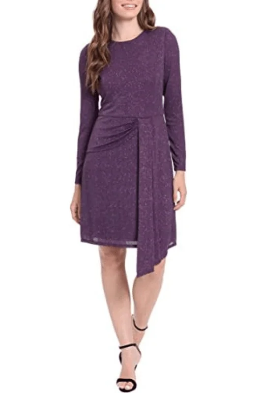 Best Bargains London Times T3719M - Long Sleeve Glittered Dress