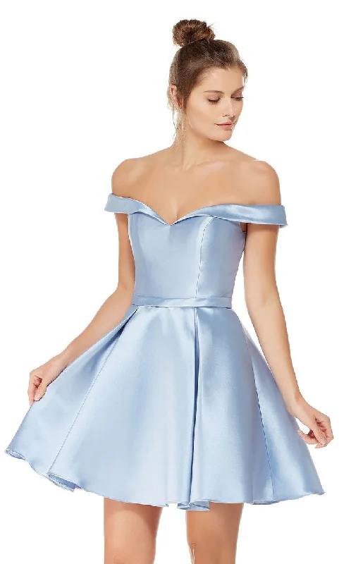 Don't Miss Alyce Paris Sleek Off Shoulder Mikado A-Line Dress 3766 - 1 Pc. French Blue in size 18 Available