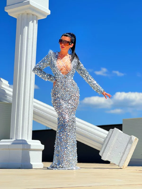 Closeout Sale Glistening Evening Dress
