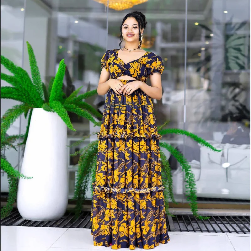 Crazy Deals Short Sleeve Habesha Chiffon Dress
