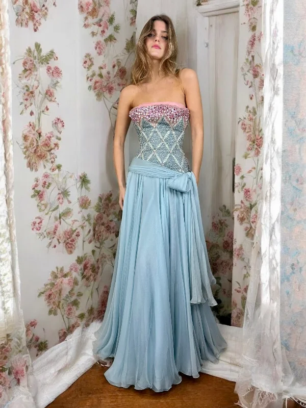 Super Sale Eloise, couture 60s beaded chiffon dress