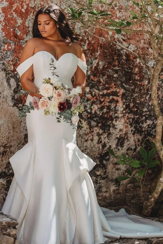 Can't Miss Mermaid Off Shoulder Wedding Gown