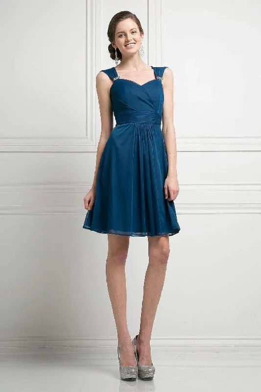 Deep Discounts Cinderella Divine - 3832 Wide Strap Keyhole Back Ruched Cocktail Dress