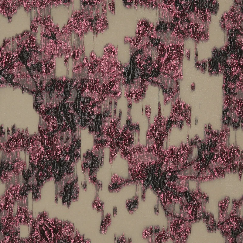 Savings Alert Magenta and Black Abstract Textured Brocade Fabric