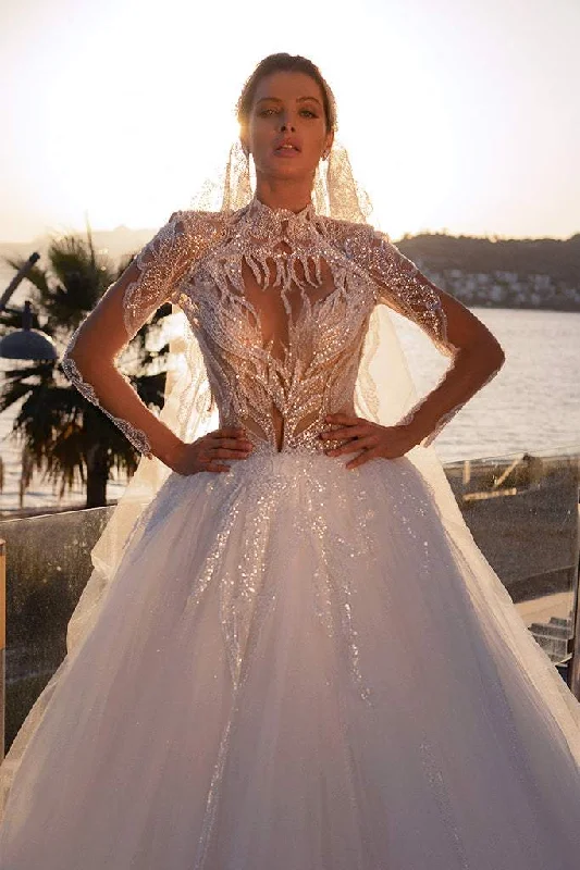 Savings Event Wedding Dress Long Sleeve with Lace