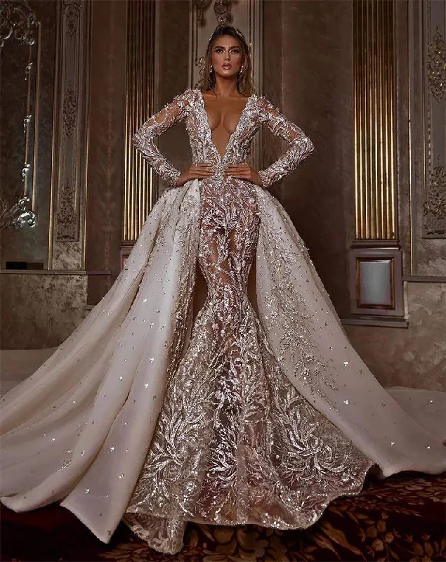 Limited Availability Wedding Gown Swarovski with Detachable Skirt