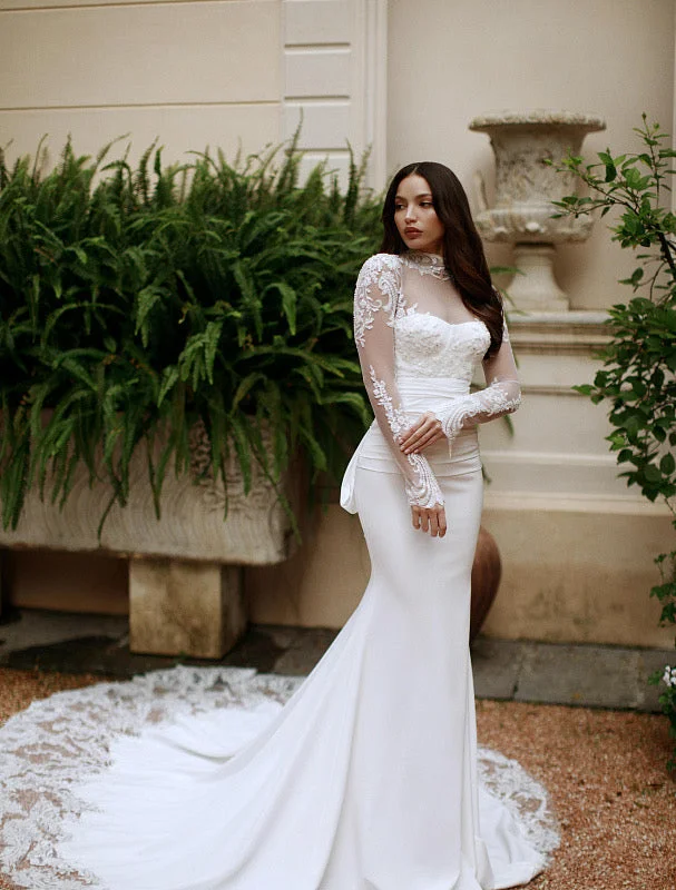 Lowest Price Trendy Detachable Sleeves White Wedding Dress