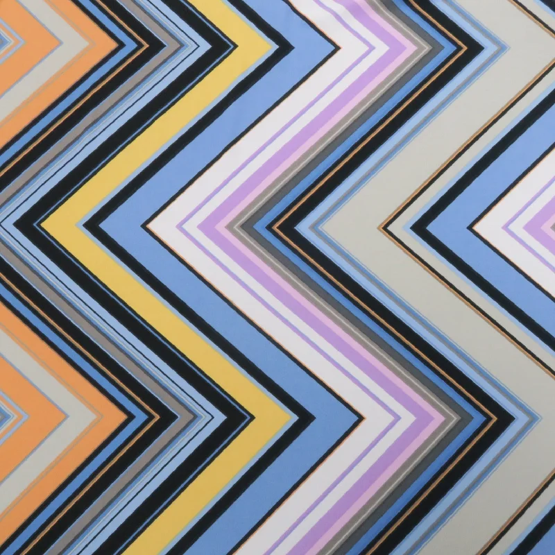 Flash Deals Blue, Yellow and Purple Chevron Printed Jersey Stretch Fabric