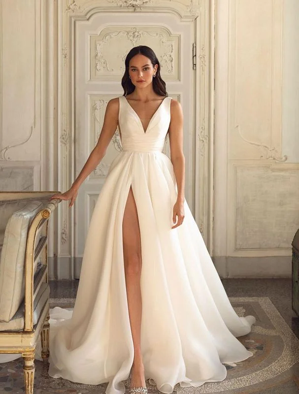 Limited Availability High Side Slit White Wedding Dress