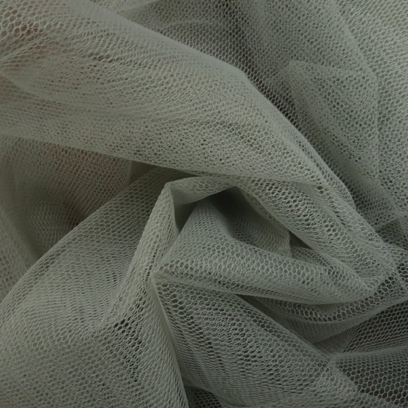 Bonus Savings Solid Grey Hard Tulle Fabric