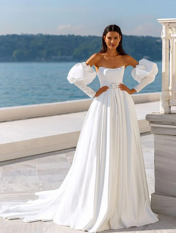Year-End Sale Princess Line White Wedding Dress