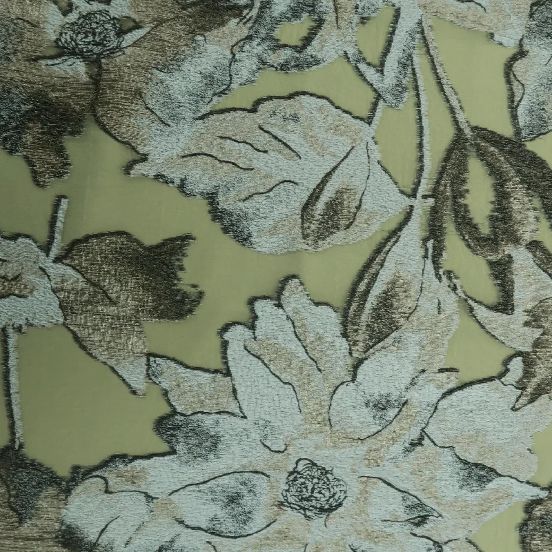 Early Bird Discount Mustard With Gold Abstract Textured Brocade Fabric
