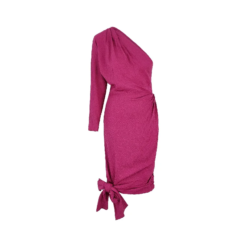 Can't Miss 1987 Yves Saint Laurent Pink Silk Asymmetric Dress with Belt