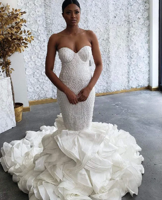 Act Now Mermaid Wedding Gown With circular Trail