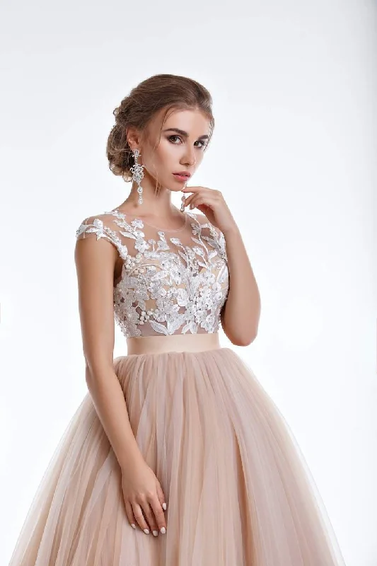 Sale Event Beige A-Line Wedding Dress with Flowers