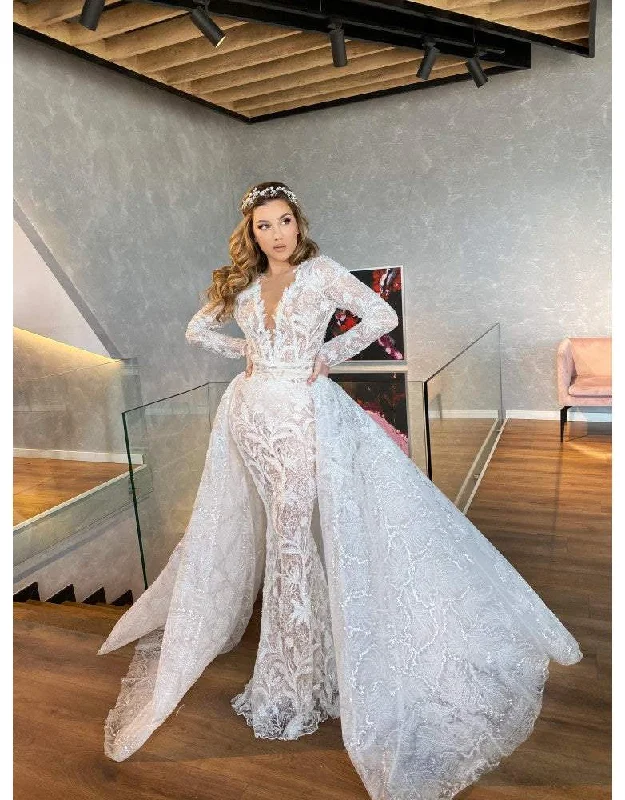 Weekend Flash Sale Wedding Gown With Lace with Removable Skirt
