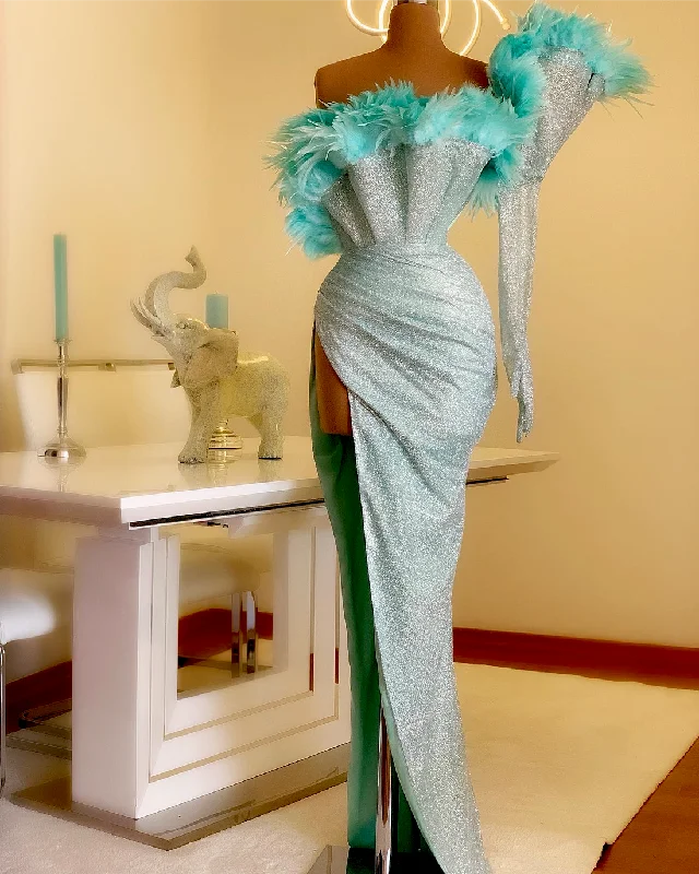 Unmissable Offer Shaggy One-Shoulder Evening Dress