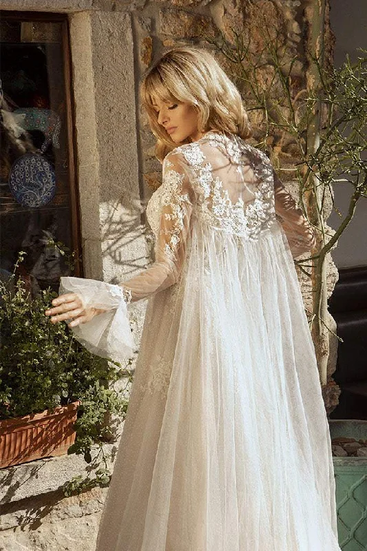 Closeout Linen White Wedding Dress