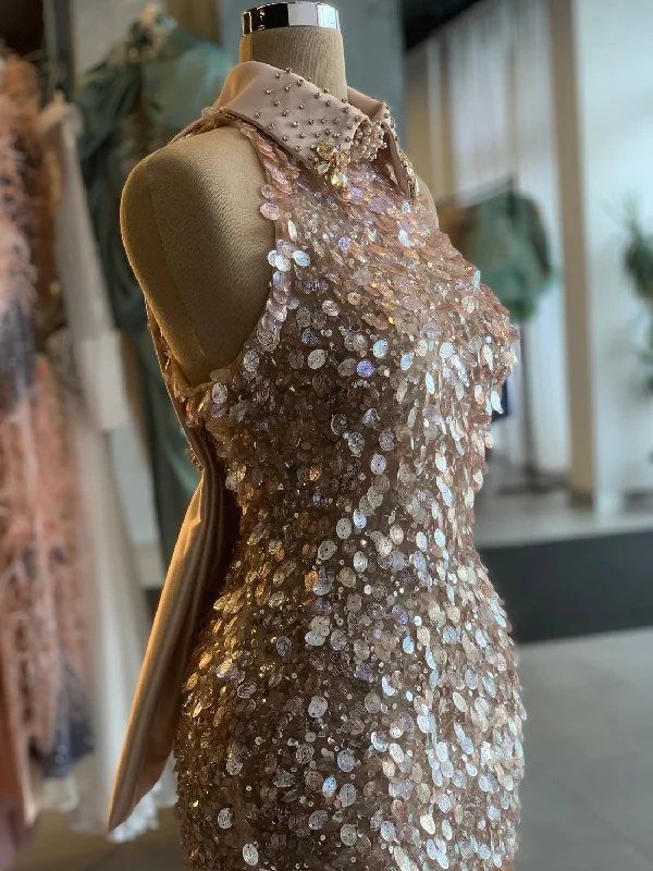Overstock Laurel Gold/rose Beautiful Evening Dress