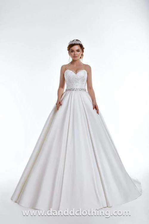 Overstock A-Line Wedding Gown, White Satin